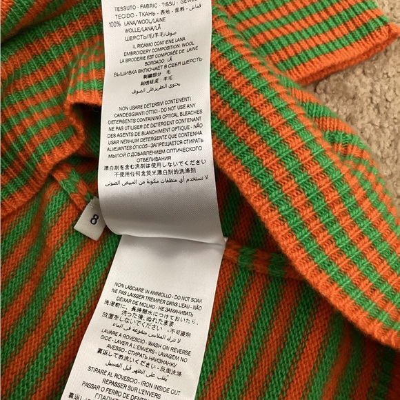 NWT Gucci Striped Wool Tiger Sweater Moss Green/ Orange Size 8 (girls) - Picture 9 of 9